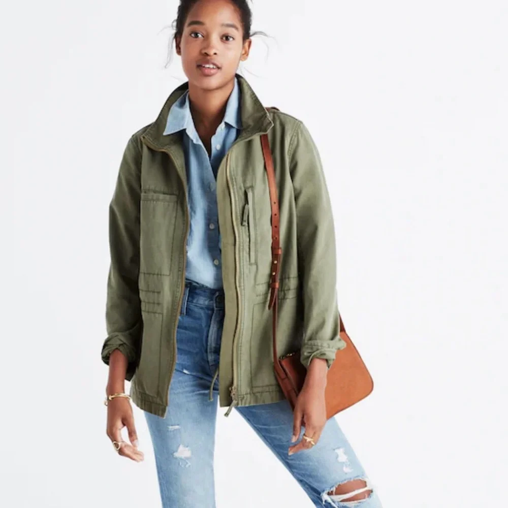 Madewell Fleet Jacket Utility Military Women's Small Olive Green Army Grunge